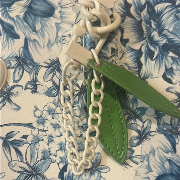 Betsey Johnson Blue Floral Scalloped Edge Tote Bag w/ Chain Straps | NWT - Picture 4 of 13